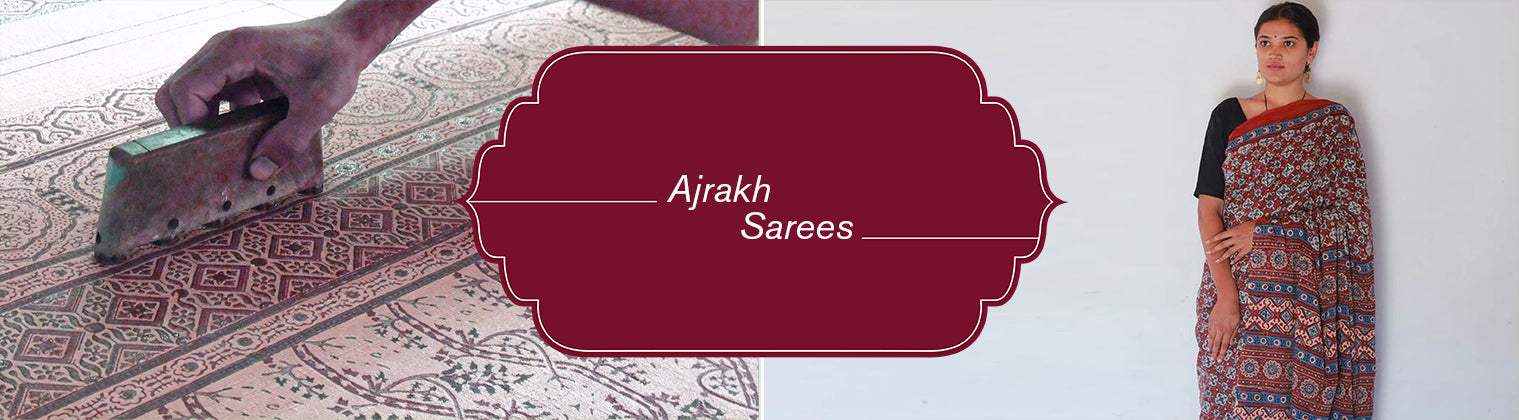 Ajrakh Block Print Sarees