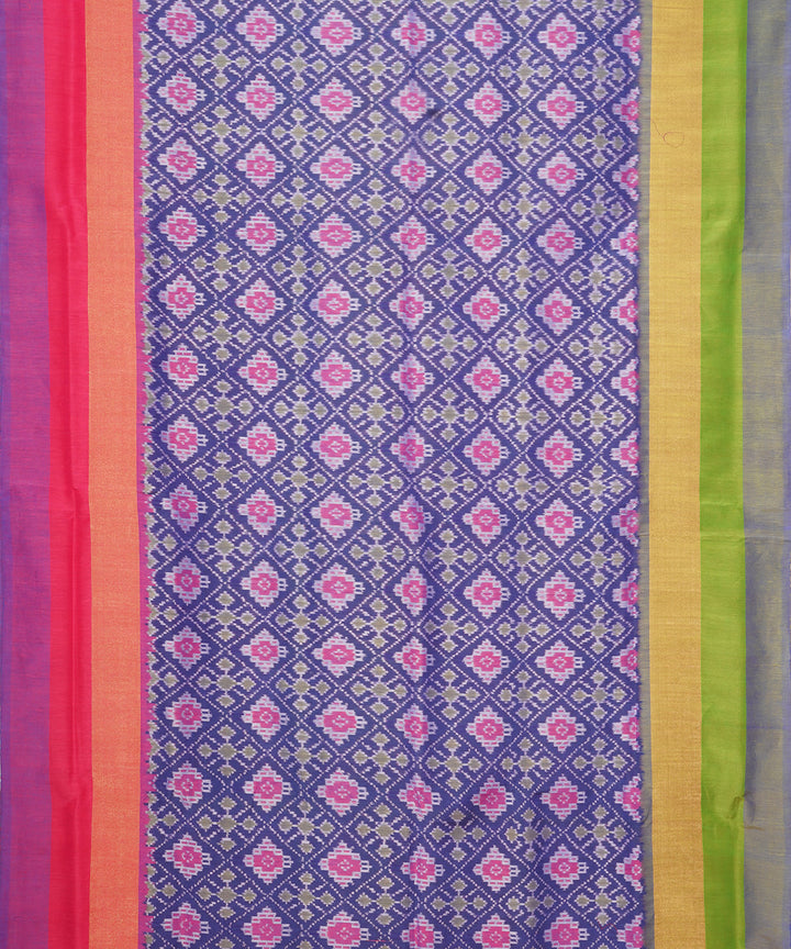 Navy blue pochampally ikat handloom silk saree