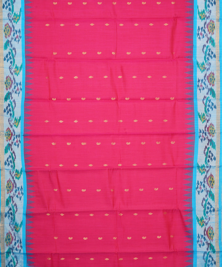Red sky blue gadwal handloom silk saree