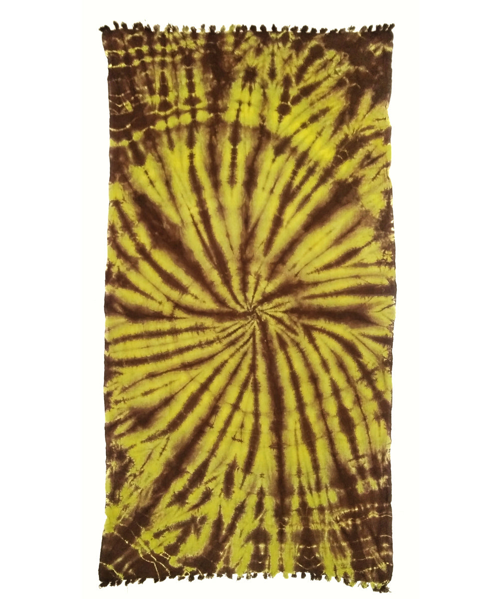 Brown yellow tie dyed cotton towel