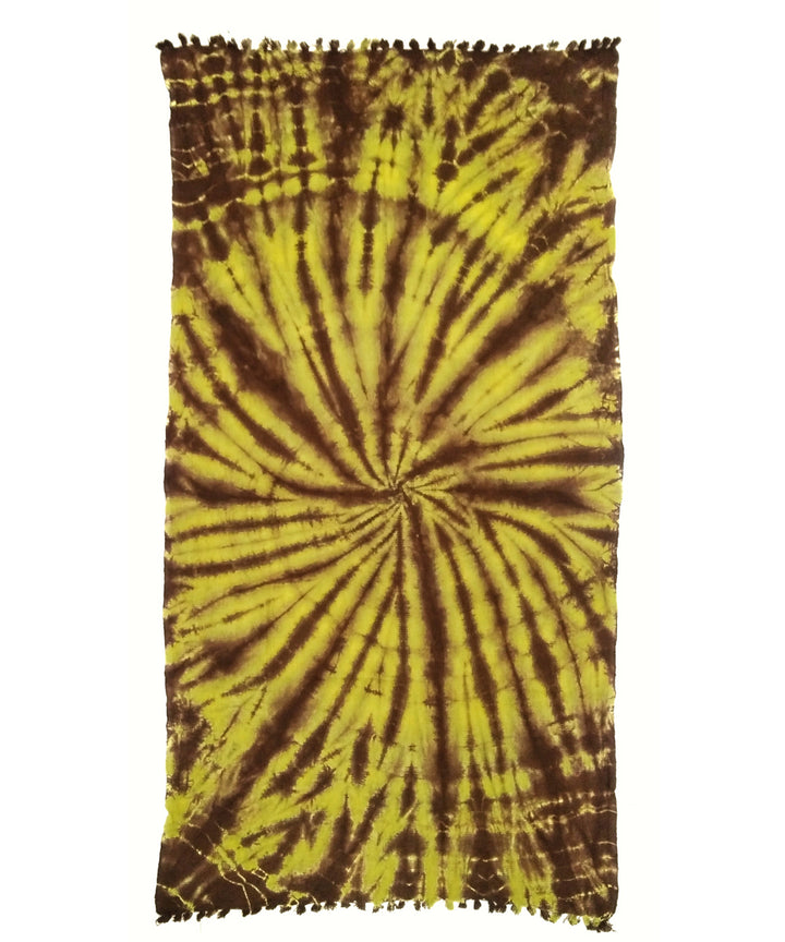 Brown yellow tie dyed cotton towel