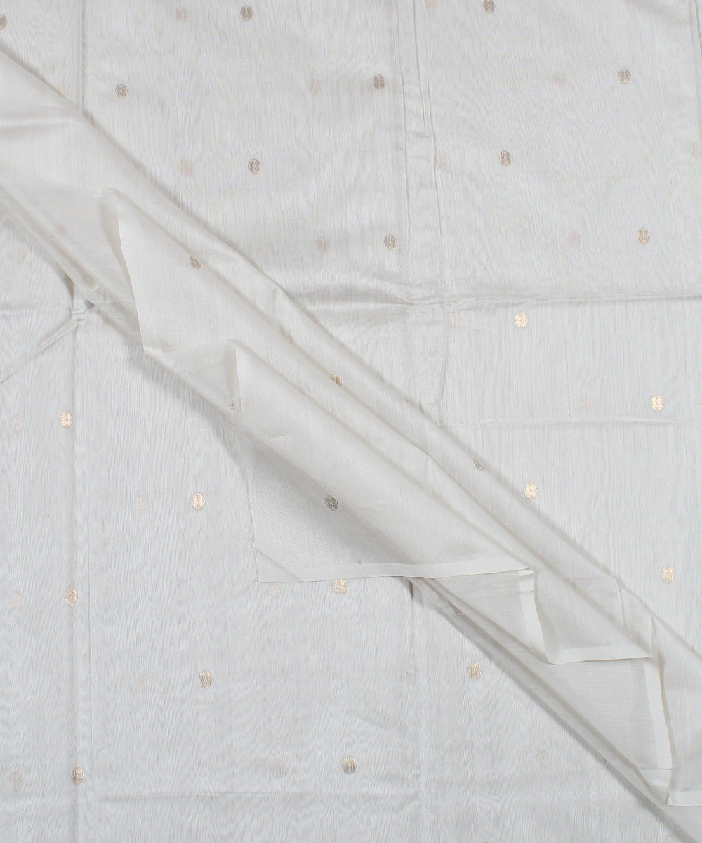 White handwoven chanderi cotton silk fabric