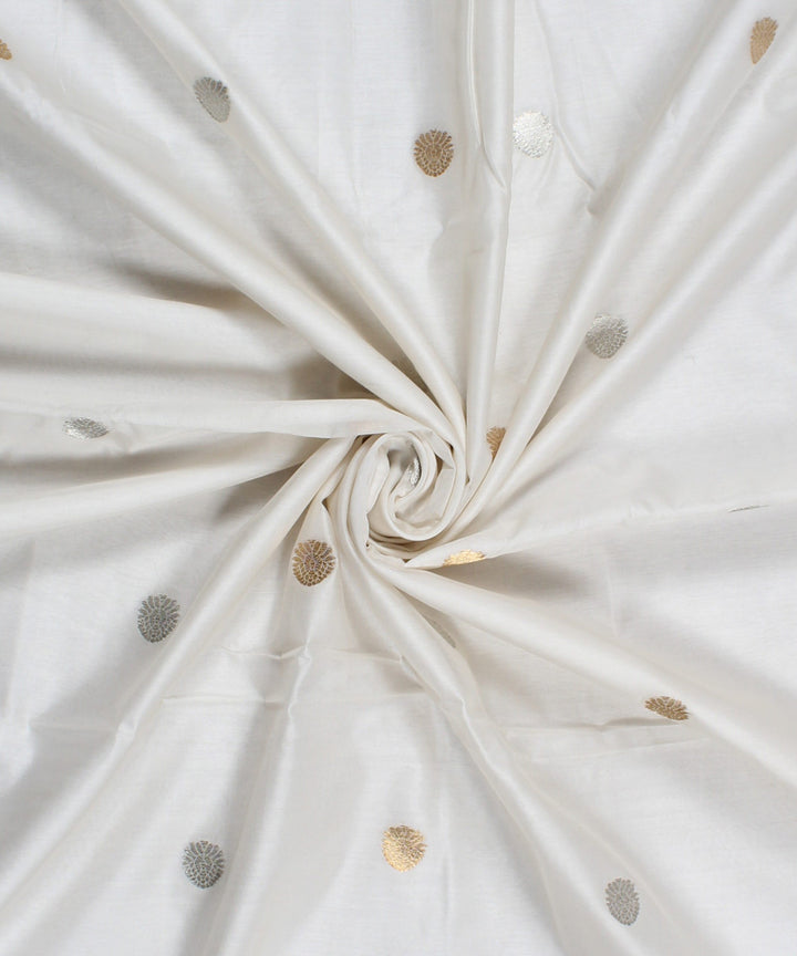 White handwoven cotton silk chanderi fabric