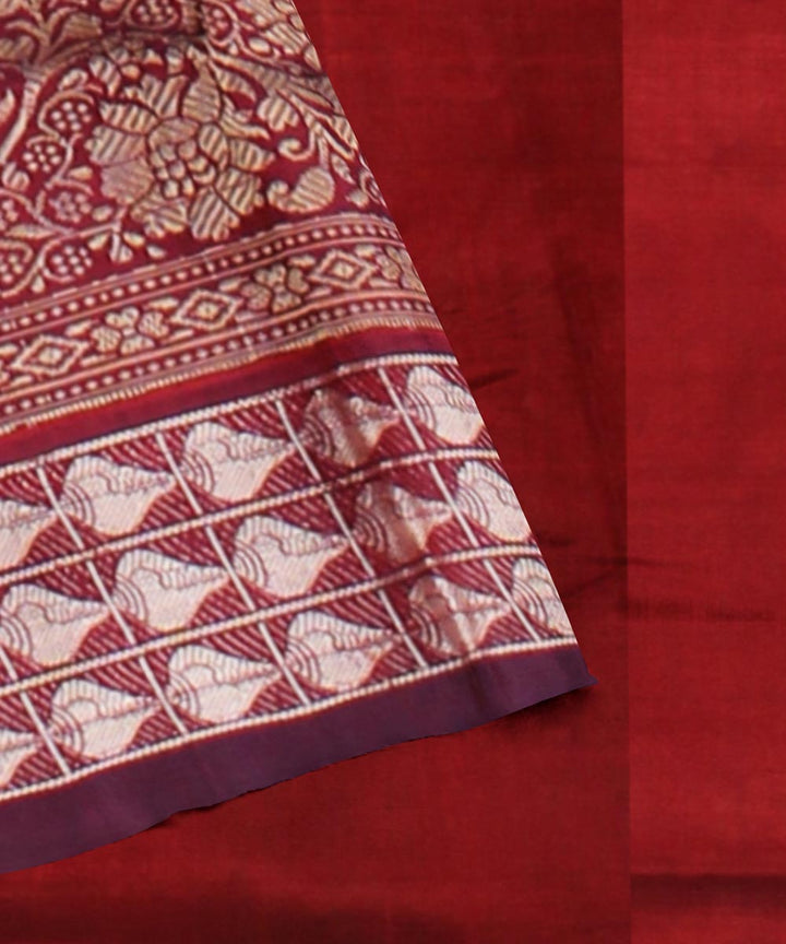 Red maroon silk handloom bomkai saree