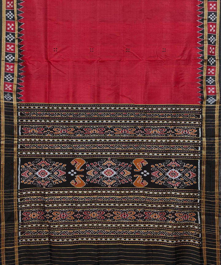 Red multicolor Silk Handwoven Khandua Saree