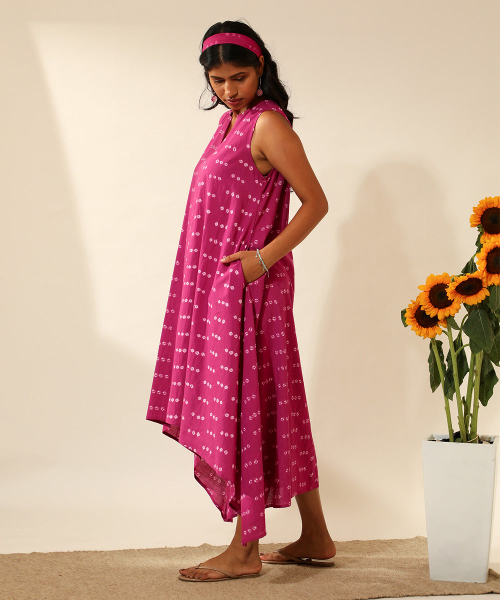 Pink handcrafted bandhani cotton dress