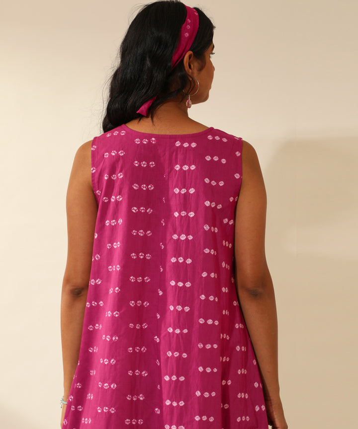 Pink handcrafted bandhani cotton dress