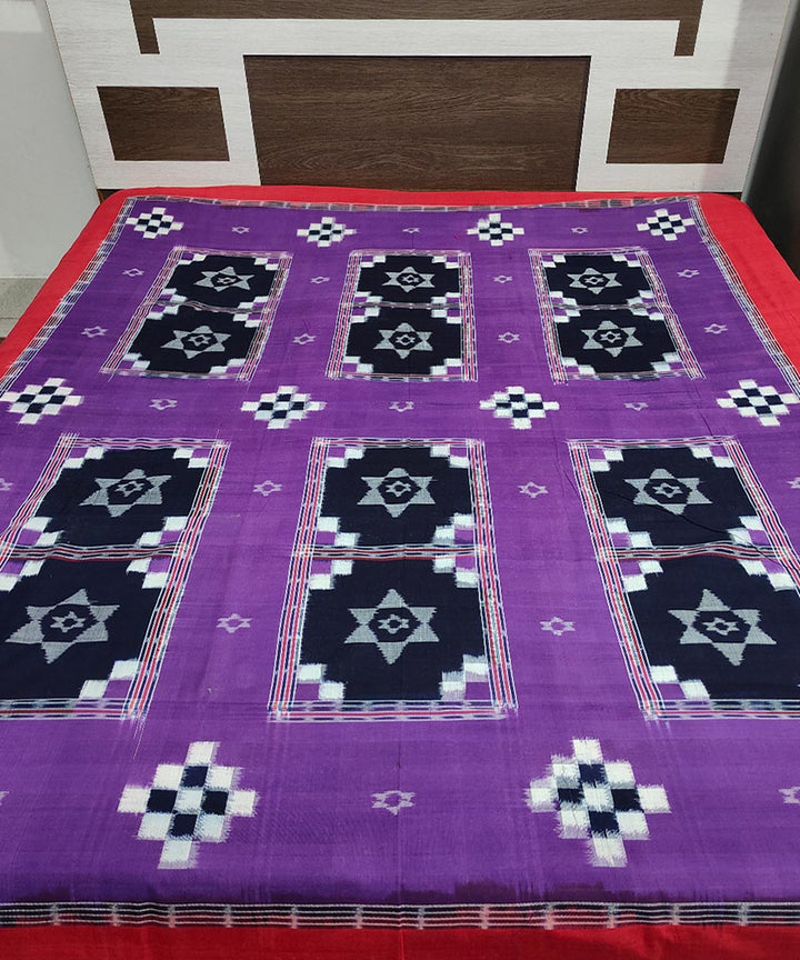 Purple black handwoven sambalpuri cotton double bedsheet