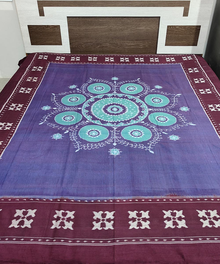 Purple maroon handwoven sambalpuri double cotton bedsheet