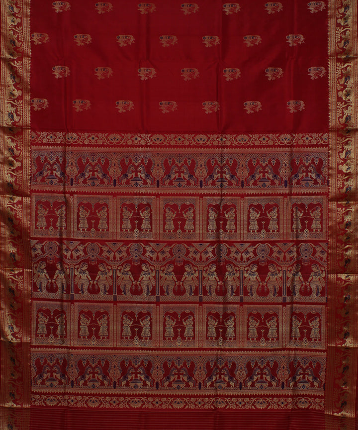 Rani red dual shaded handwoven meenakari baluchari silk saree