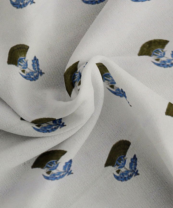 White blue hand block printed king size cotton double bedsheet