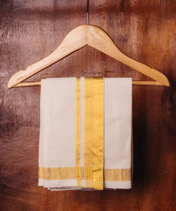 Yaan white handwoven cotton mundu