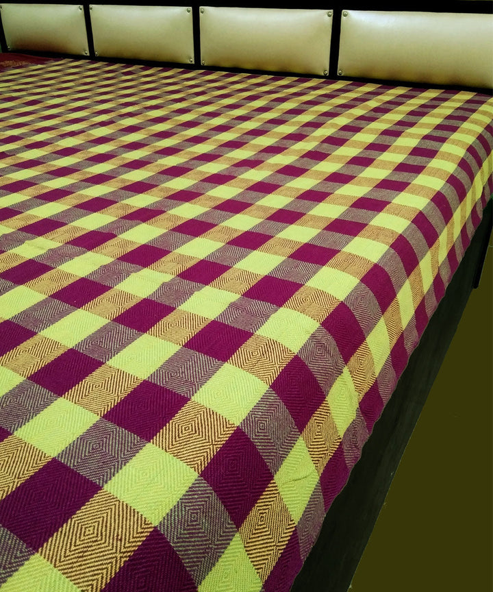 Purple yellow handwoven cotton cotton AC blanket
