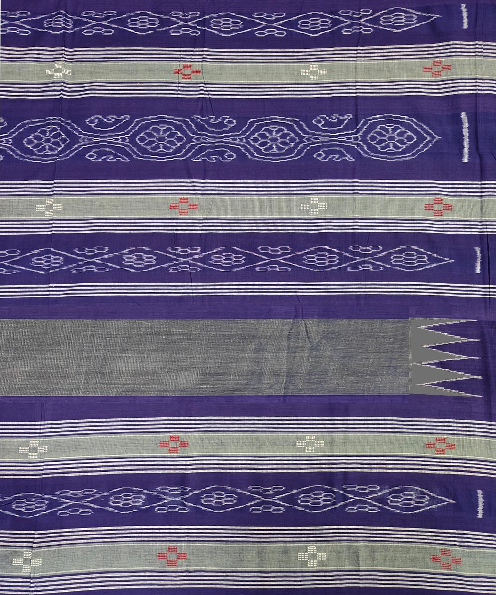 Navy blue grey handwoven sambalpuri cotton double bedsheet