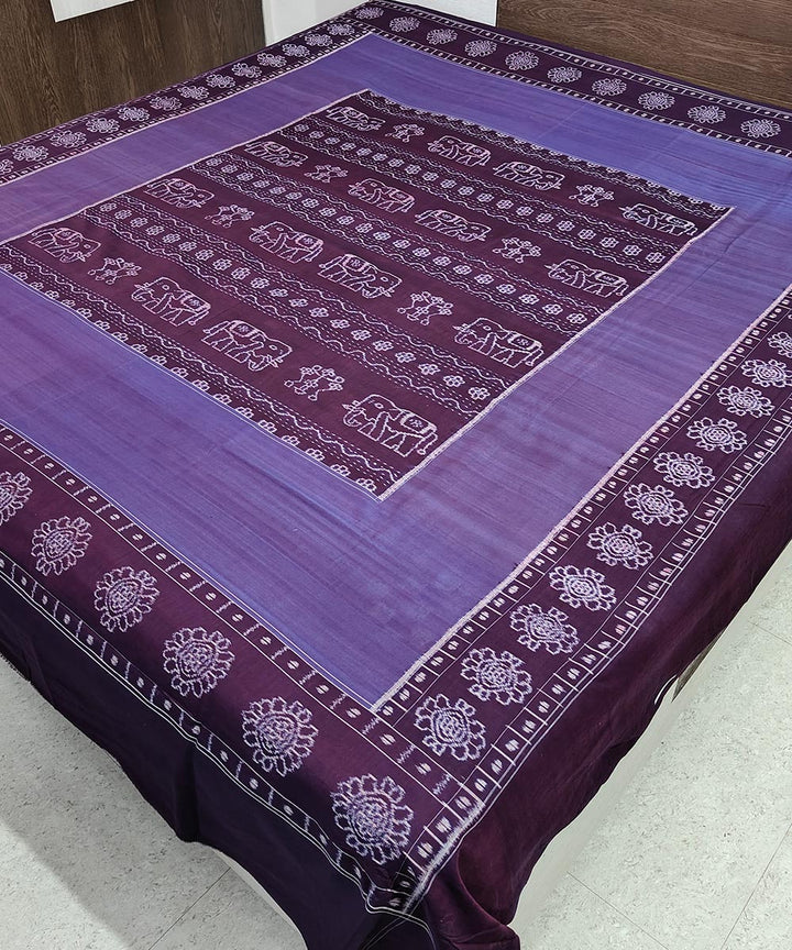 Purple maroon handwoven sambalpuri cotton double bedsheet