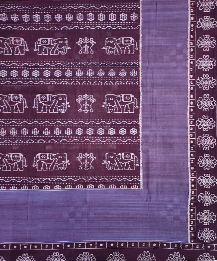 Purple maroon handwoven sambalpuri cotton double bedsheet