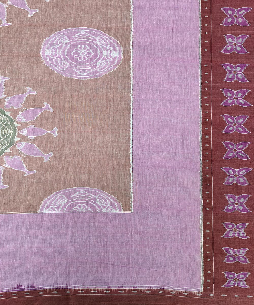 Lavender maroon handwoven sambalpuri cotton double bedsheet