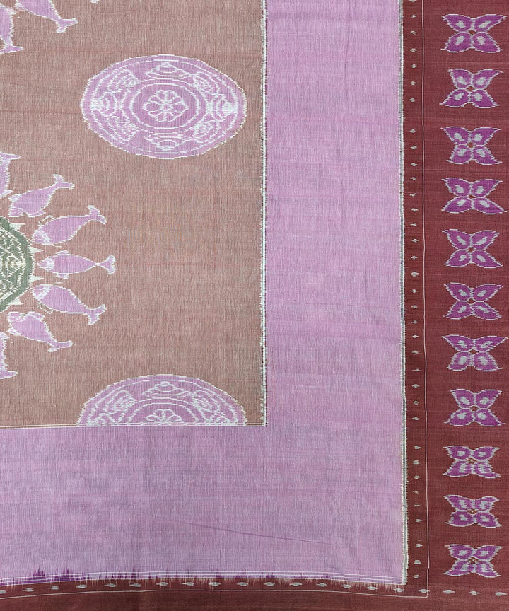 Lavender maroon handwoven sambalpuri cotton double bedsheet