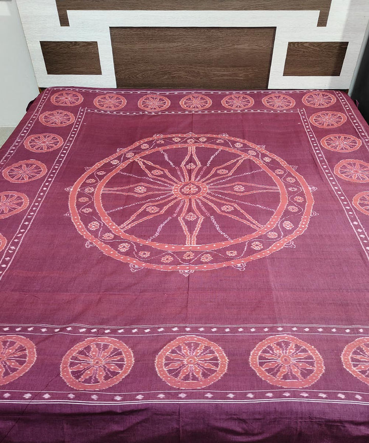 Purple brown handwoven sambalpuri cotton double bedsheet