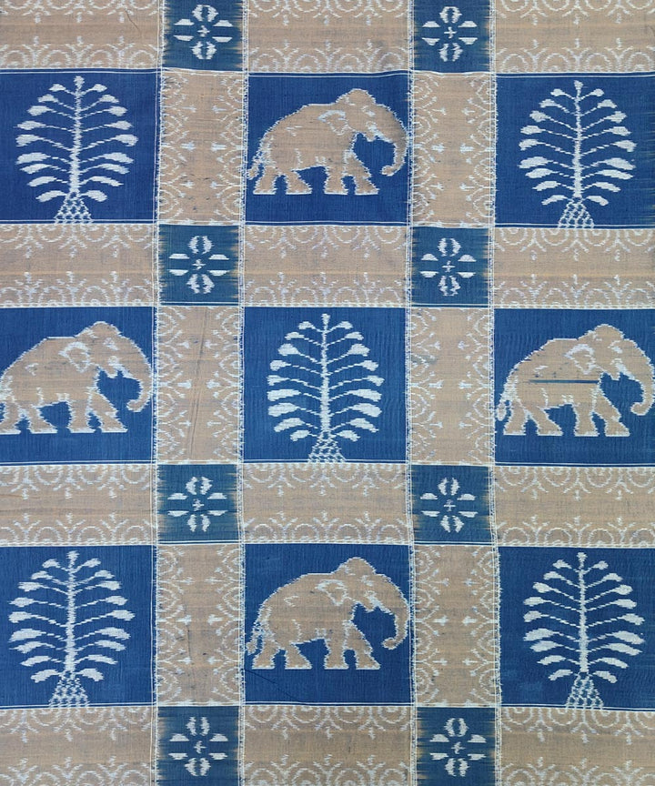 Cyan blue grey handwoven sambalpuri cotton double bedsheet