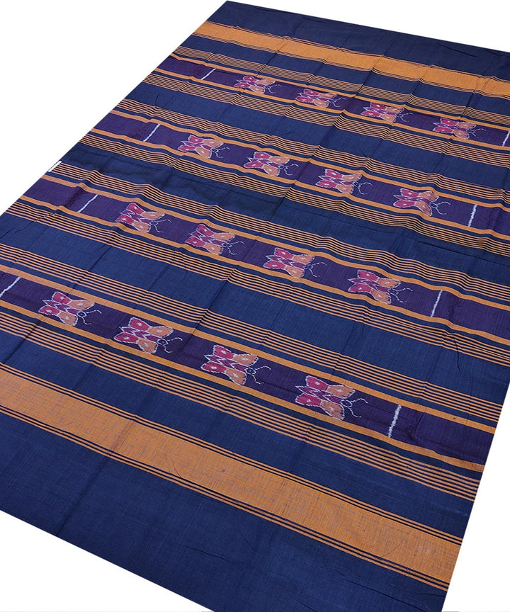Navy blue handwoven sambalpuri cotton single bedsheet