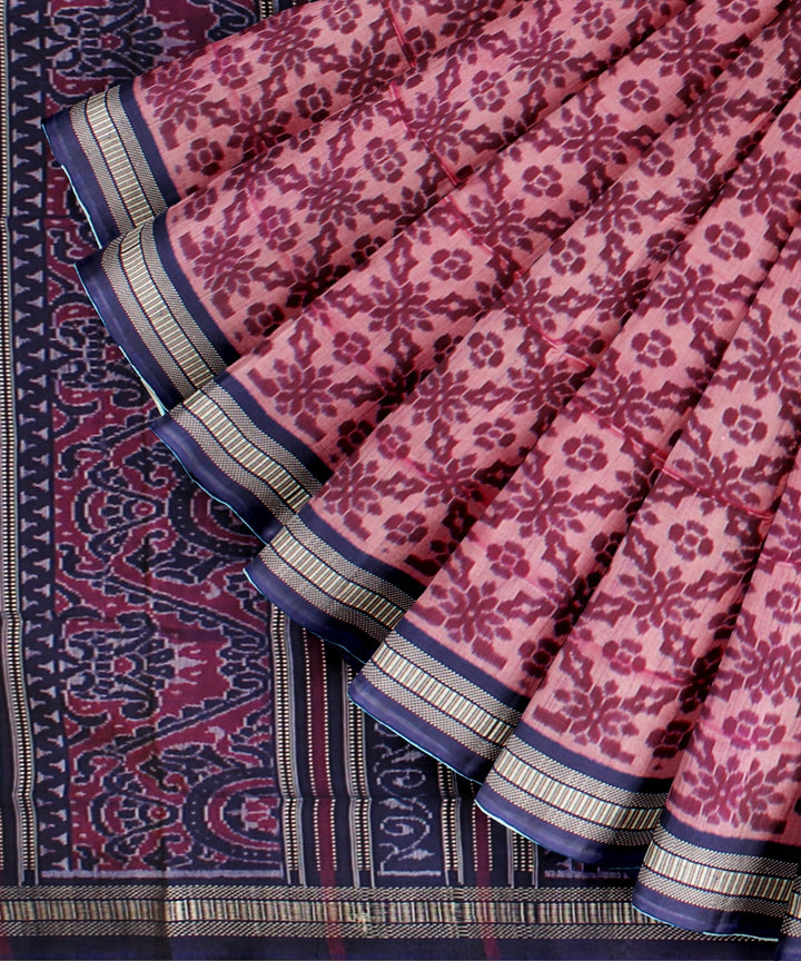 Purple blue silk handloom sambalpuri saree