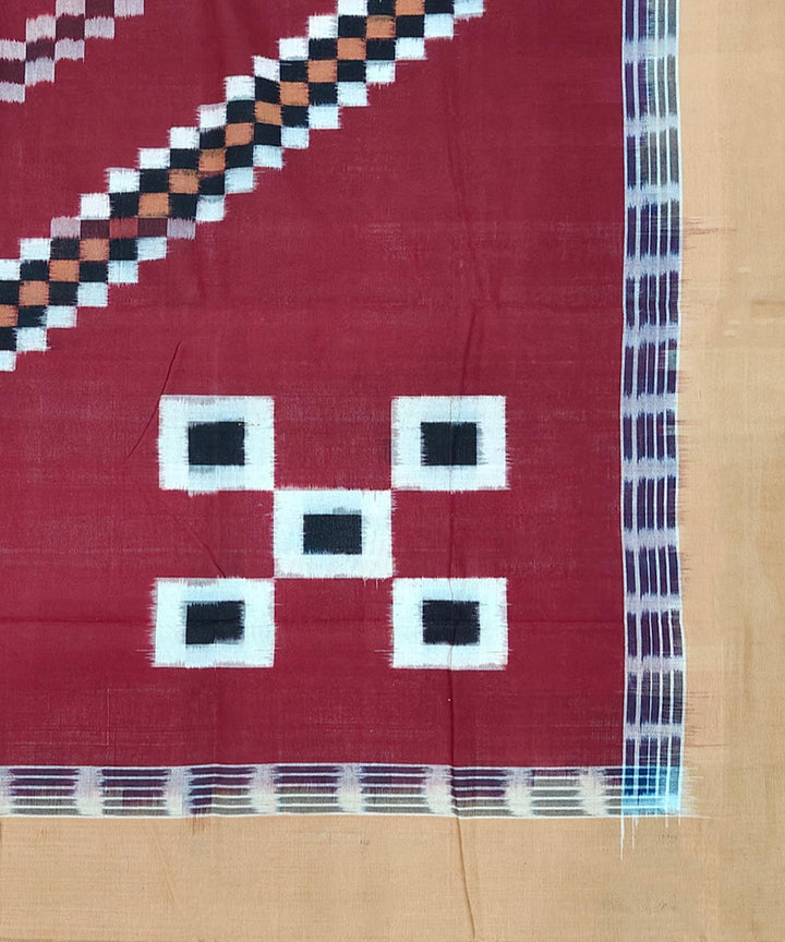 Maroon multicolour handwoven sambalpuri cotton single bedsheet