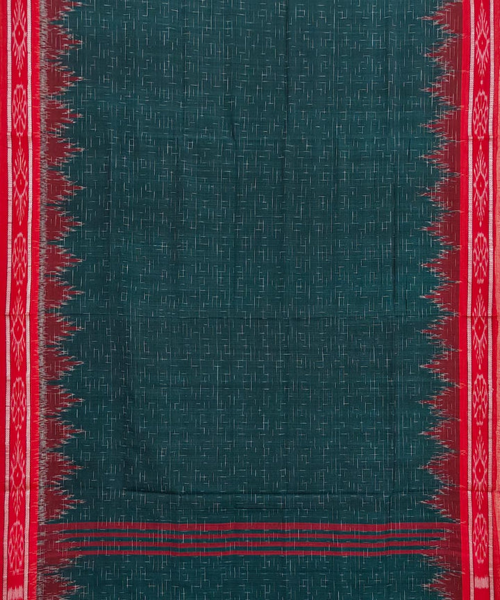 Dark green red cotton handloom nuapatna saree