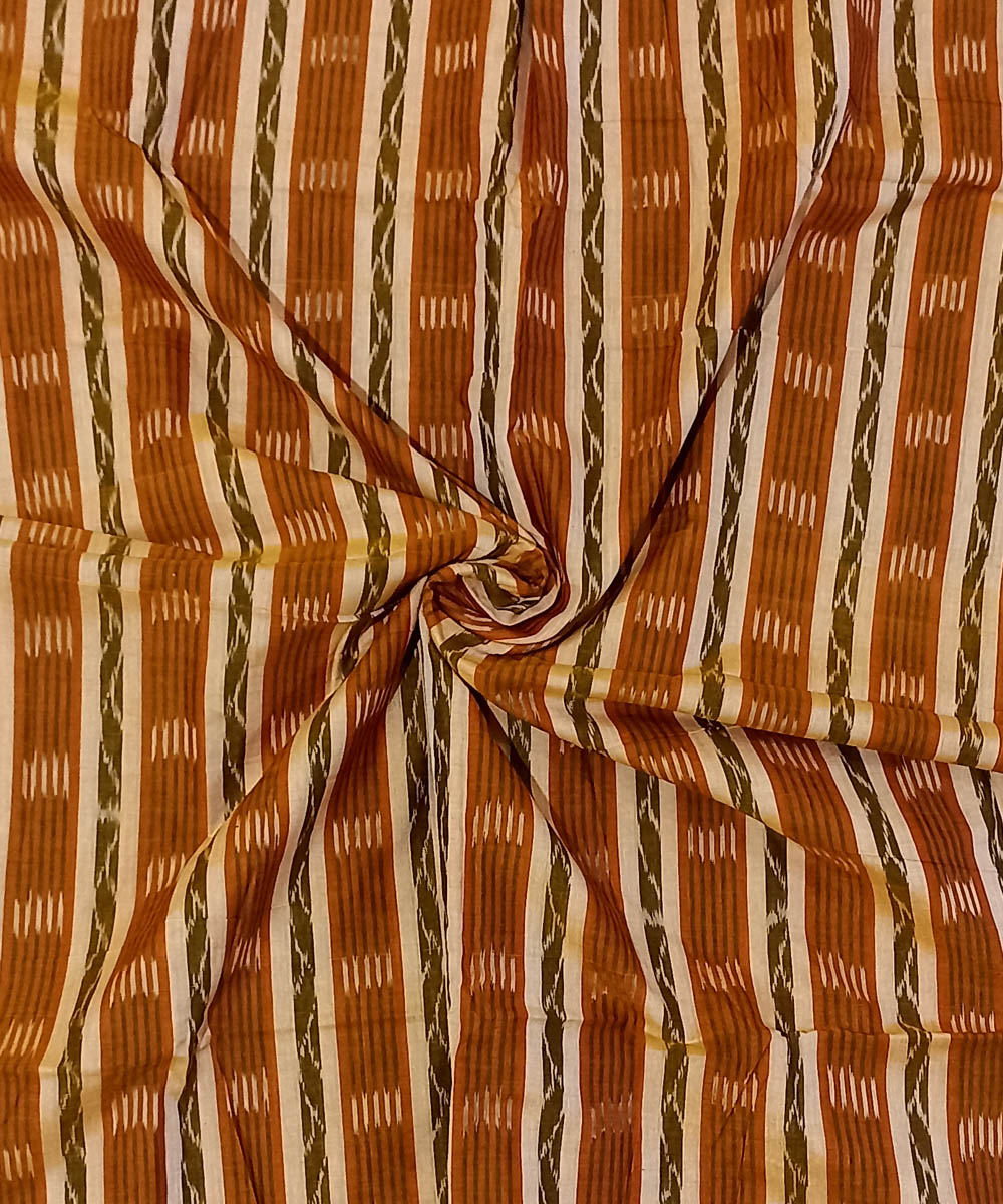 Brown off white handloom nuapatna cotton fabric