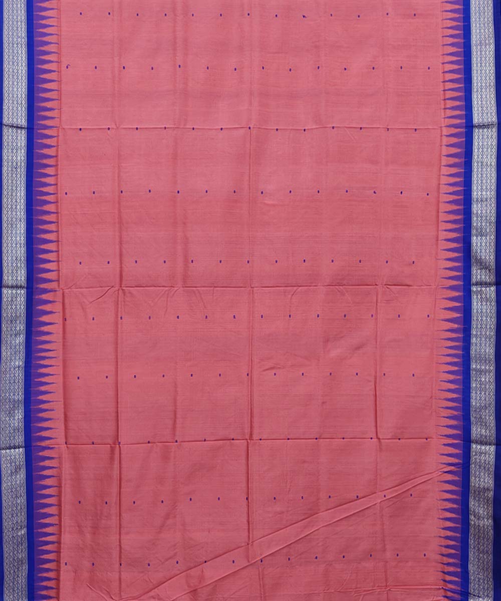 Pink navy blue Silk Handwoven Bomkai Saree