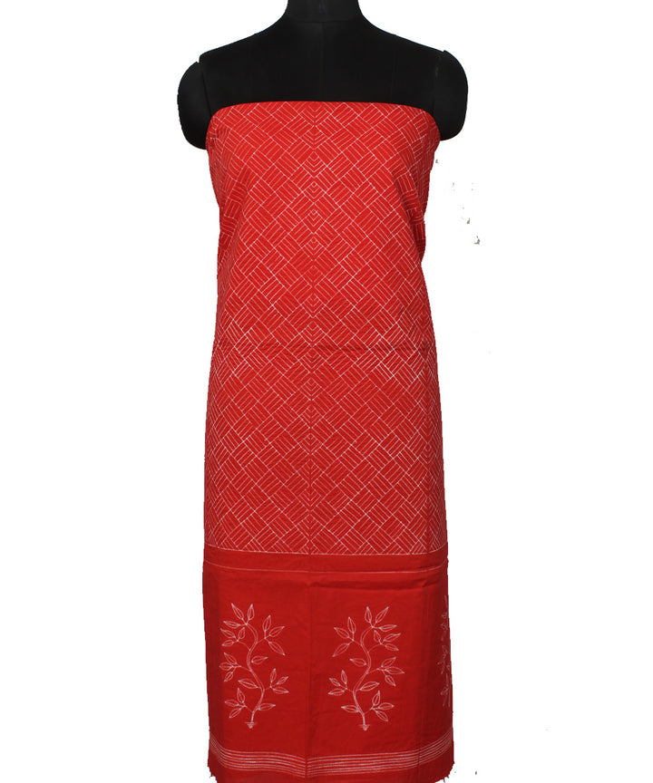 3m Red handwoven cotton shibori kurta material