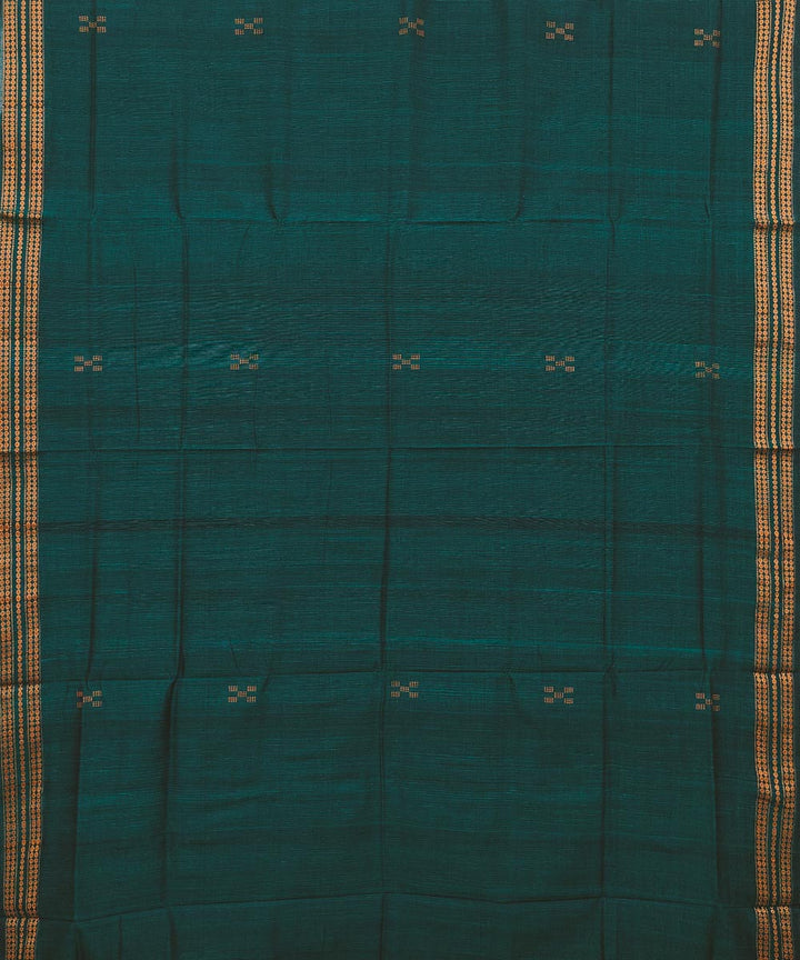 Dark green black cotton handwoven bomkai saree