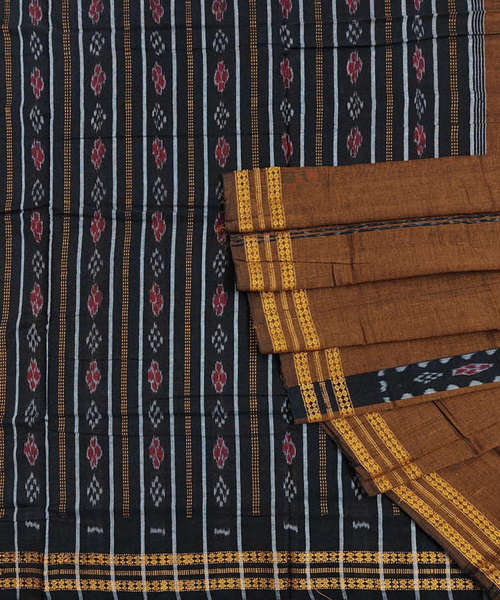 Brown black cotton handwoven bomkai saree