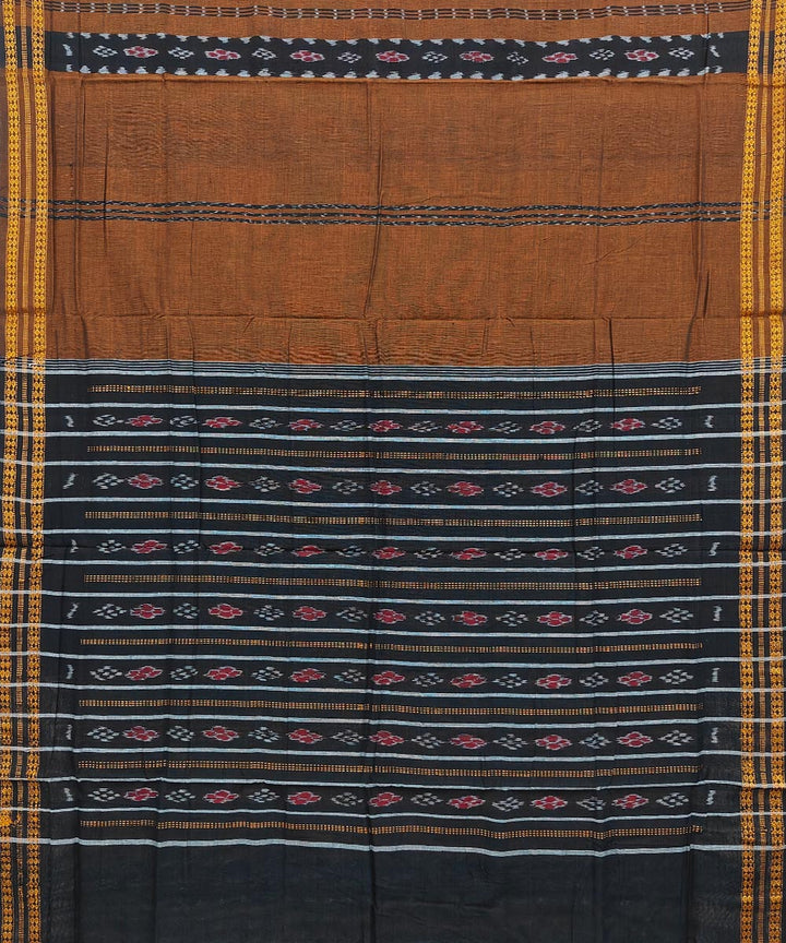 Brown black cotton handwoven bomkai saree