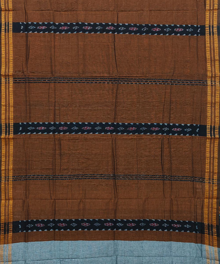 Brown black cotton handwoven bomkai saree