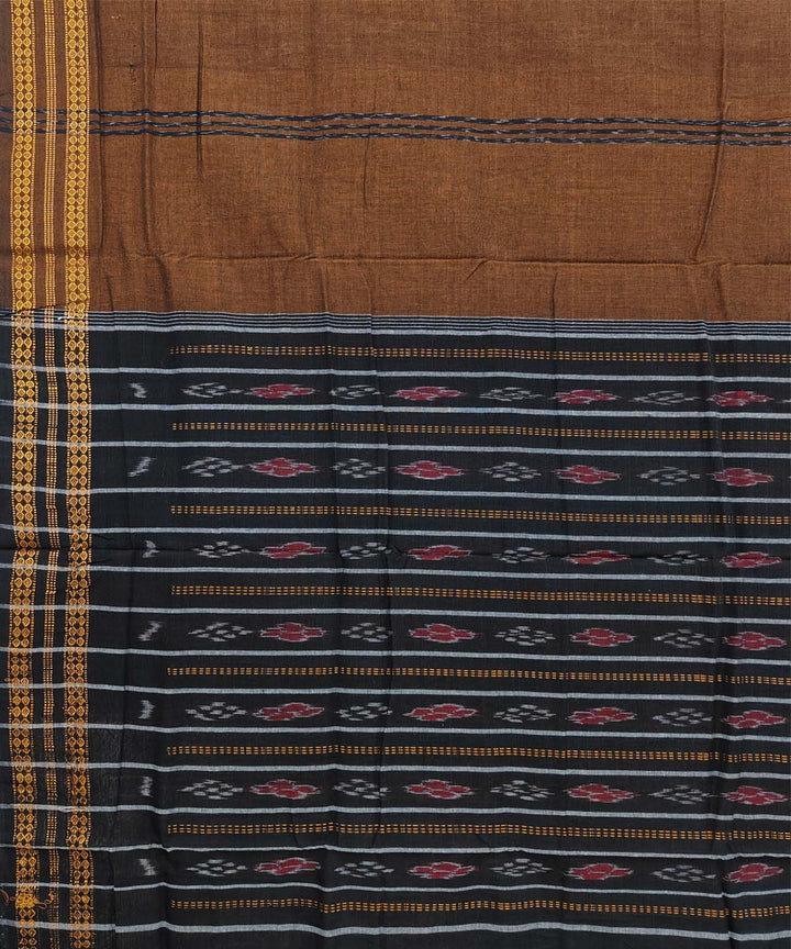 Brown black cotton handwoven bomkai saree