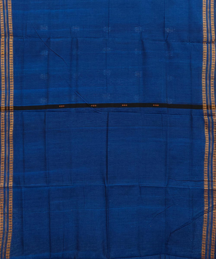 Cyan blue black cotton handwoven bomkai saree