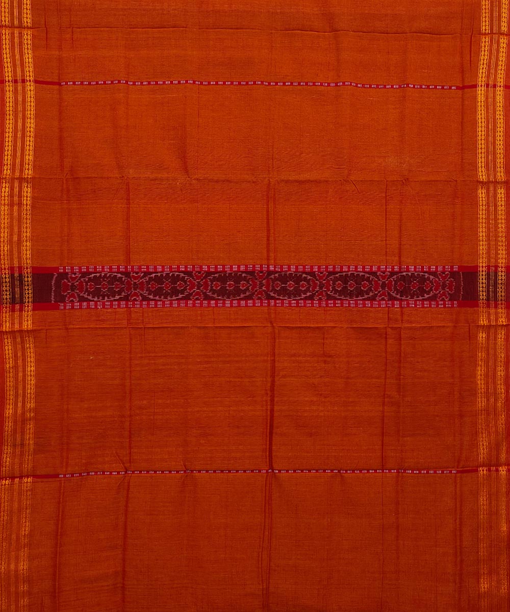 Orange maroon cotton handwoven bomkai saree