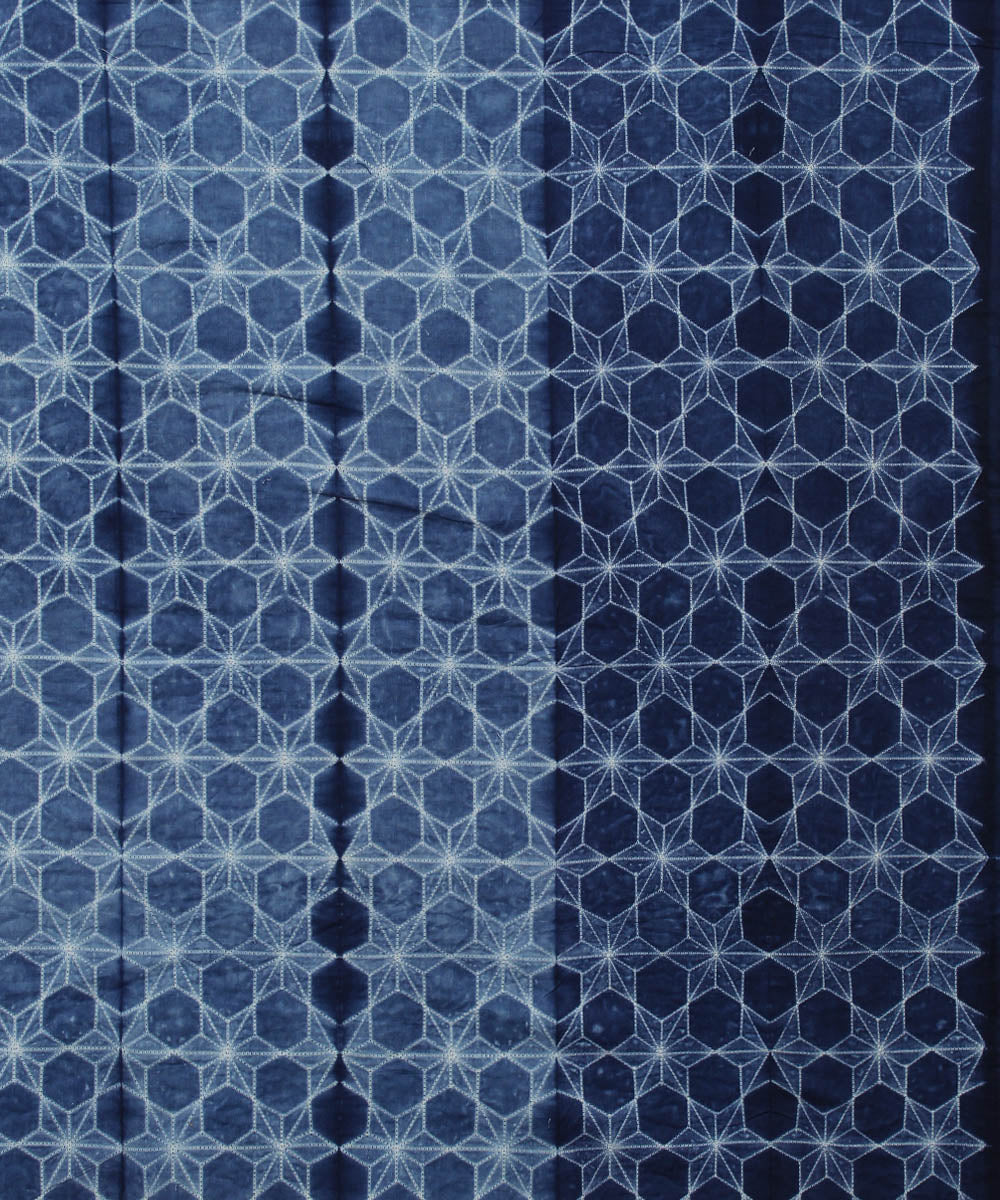 2.5m Navy blue cotton handwoven shibori kurta material