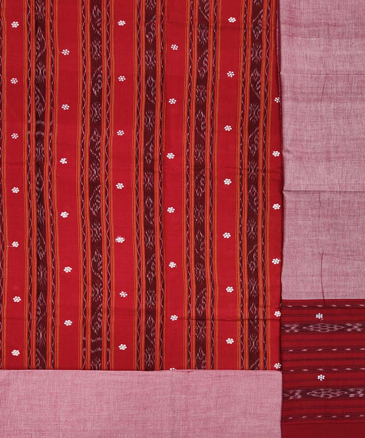 Red pink handwoven cotton nuapatna dress material