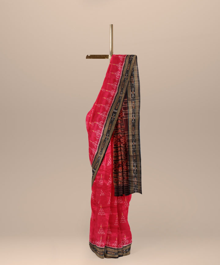 Red black silk handloom khandua saree