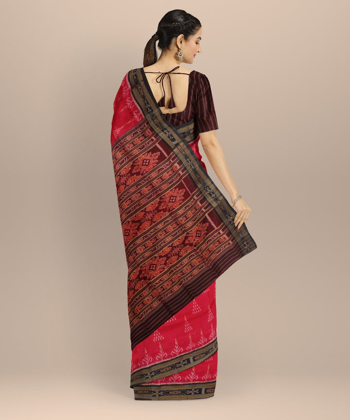Red black silk handloom khandua saree
