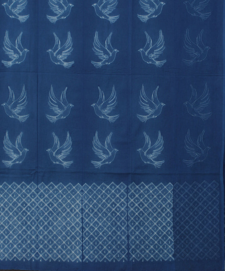 2.5m Navy blue handwoven cotton shibori kurta material