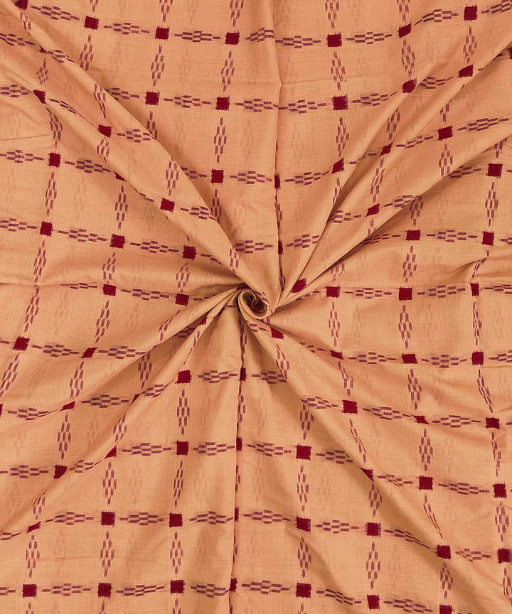 Cream red handwoven cotton sambalpuri kurta material