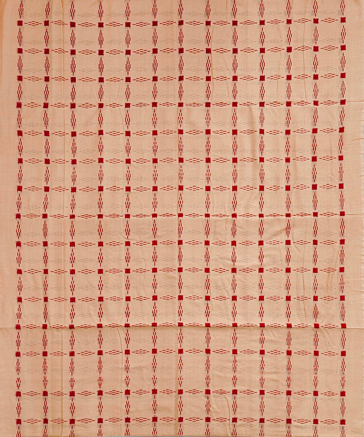 Cream red handwoven cotton sambalpuri kurta material