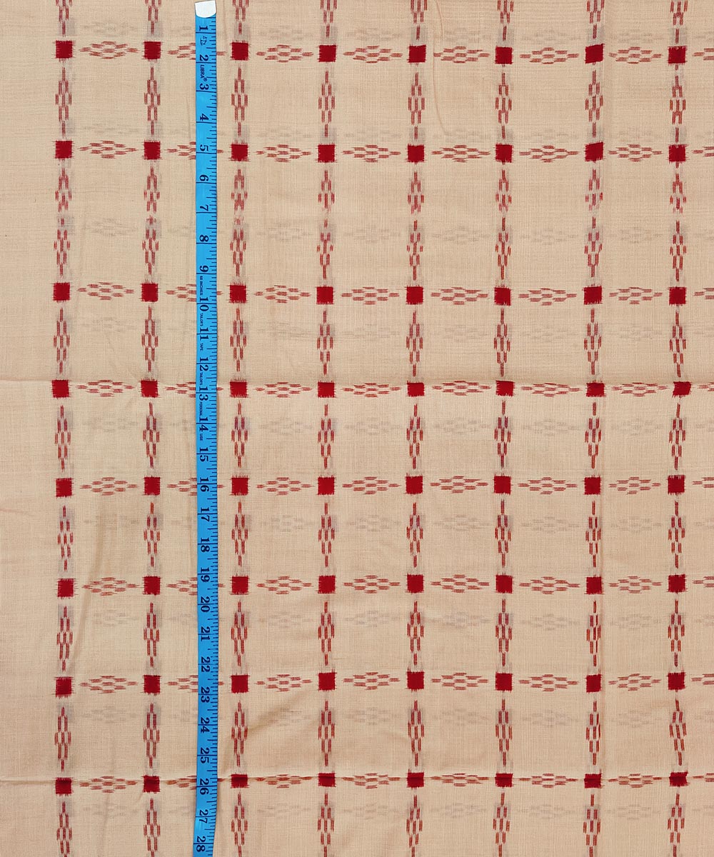 Cream red handwoven cotton sambalpuri kurta material
