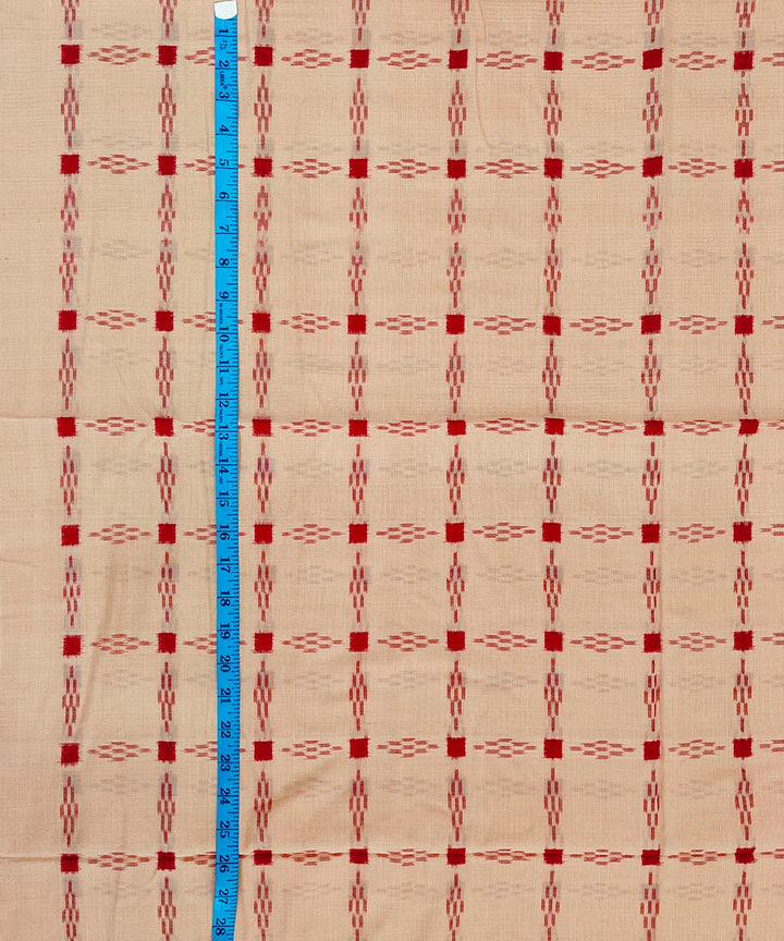 Cream red handwoven cotton sambalpuri kurta material