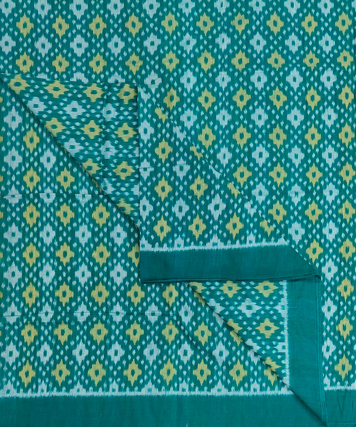 2.5 m Dark green offwhite handwoven cotton sambalpuri kurta material