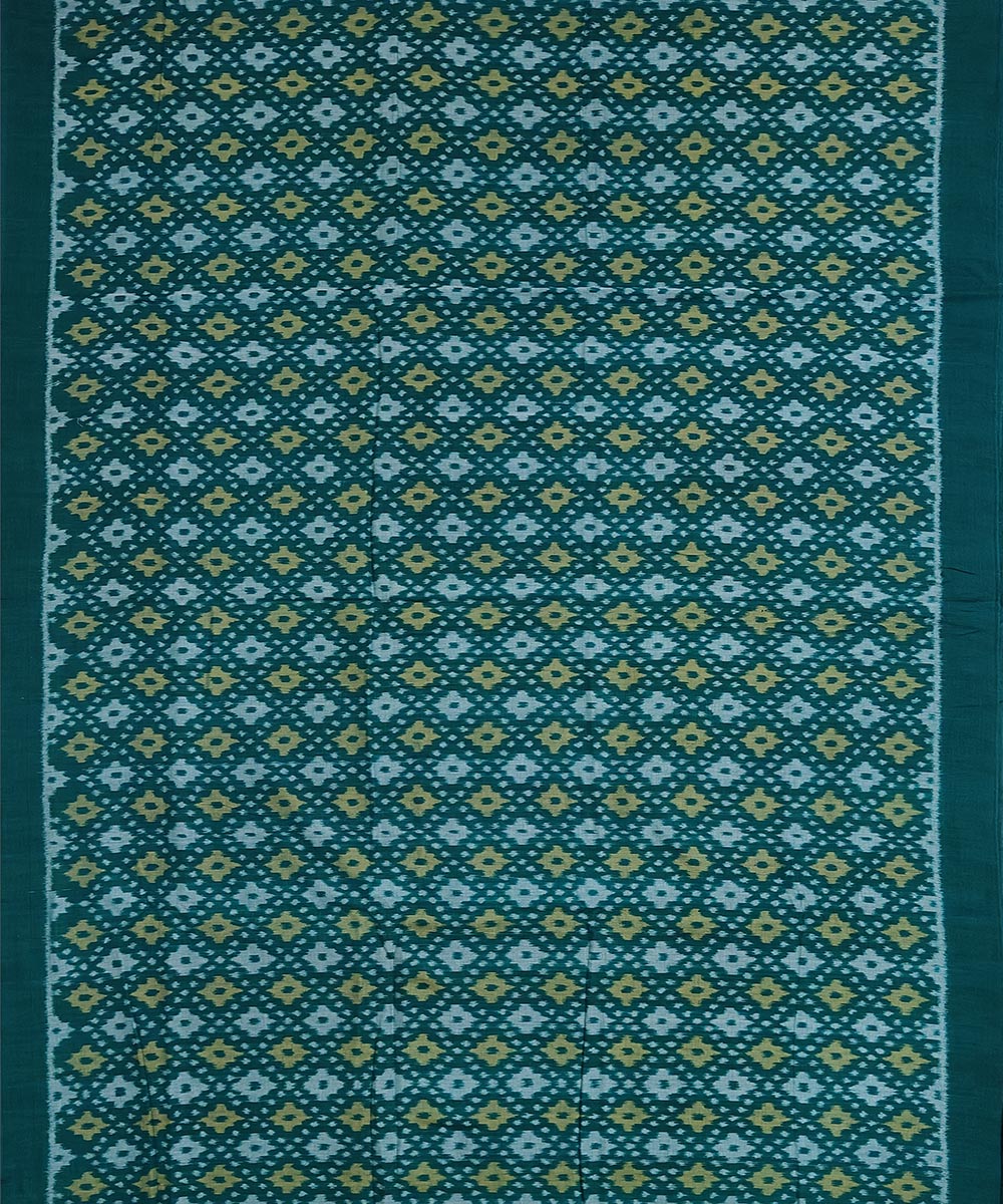 2.5 m Dark green offwhite handwoven cotton sambalpuri kurta material