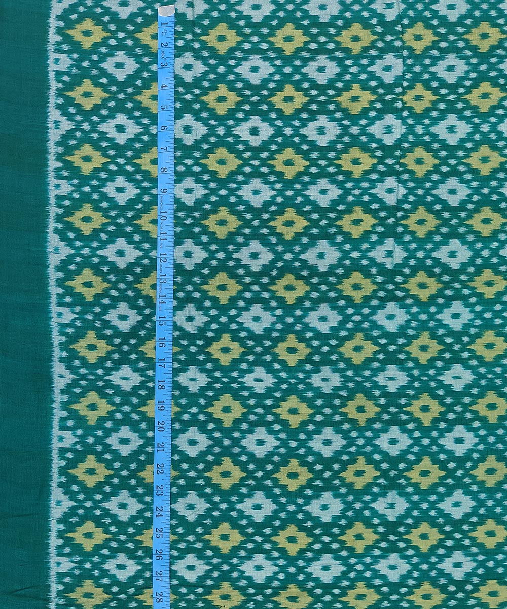 2.5 m Dark green offwhite handwoven cotton sambalpuri kurta material